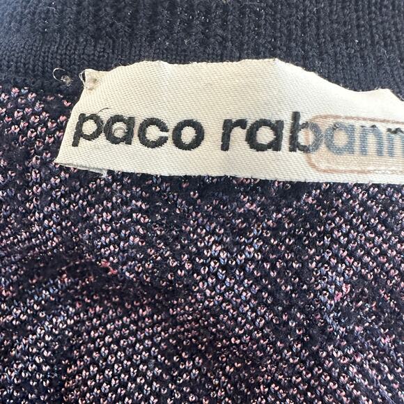 Paco Rabanne Blue Logo Knit Midi Dress MEDIUM Bodycon Career Wool Designer $940 - Picture 12 of 13